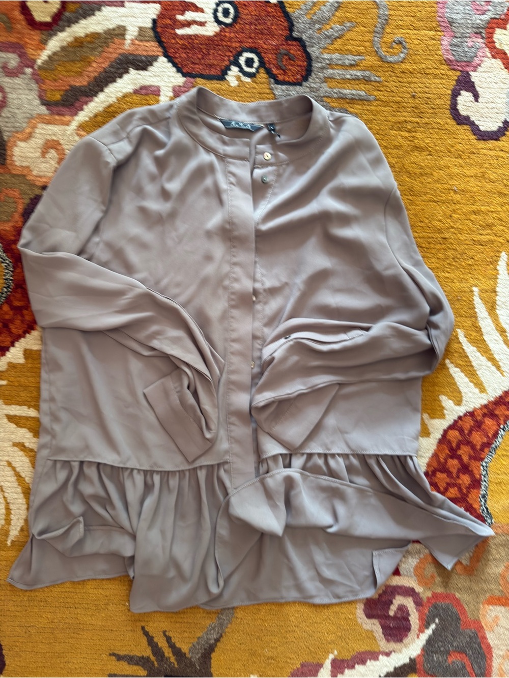 Zoa Ruffled Hem Blouse - Taupe large